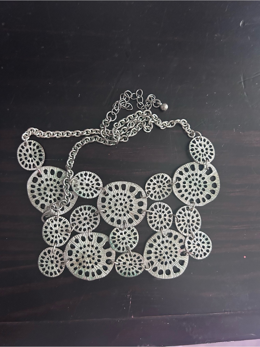 Silver Filigree Circle Bib Necklace - Women Jewelry